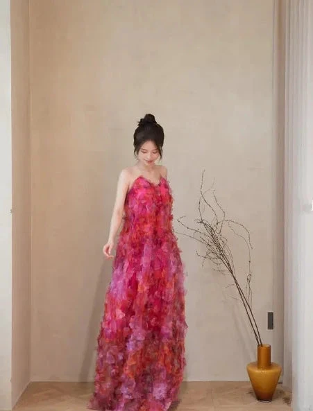 Pretty Print Tulle A Line Prom Dress Evening Dress Y8539 by simplepromdress