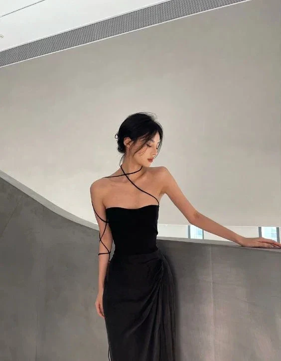 Black Simple Prom Dress Sexy Evening Dress Y1343 by simplepromdress