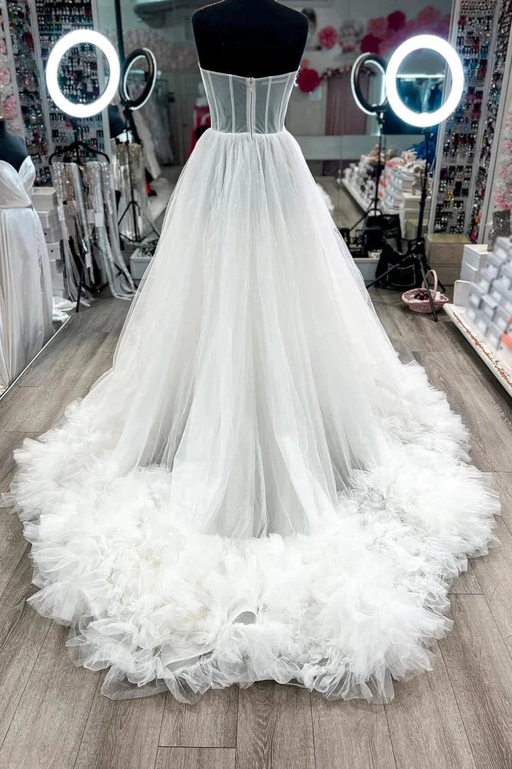 Sutton |A-line Corset Strapless Tulle Prom Dress with Ruffles by KissProm