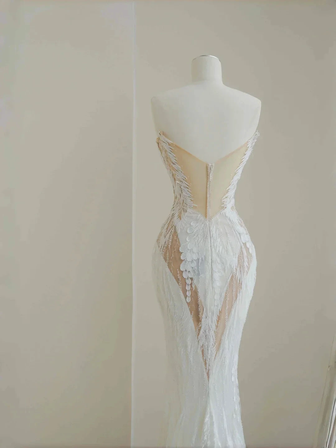 Charming Strapless White Tulle Lace Mermaid Wedding Dress,Long Prom Evening Dress Y8678 by simplepromdress