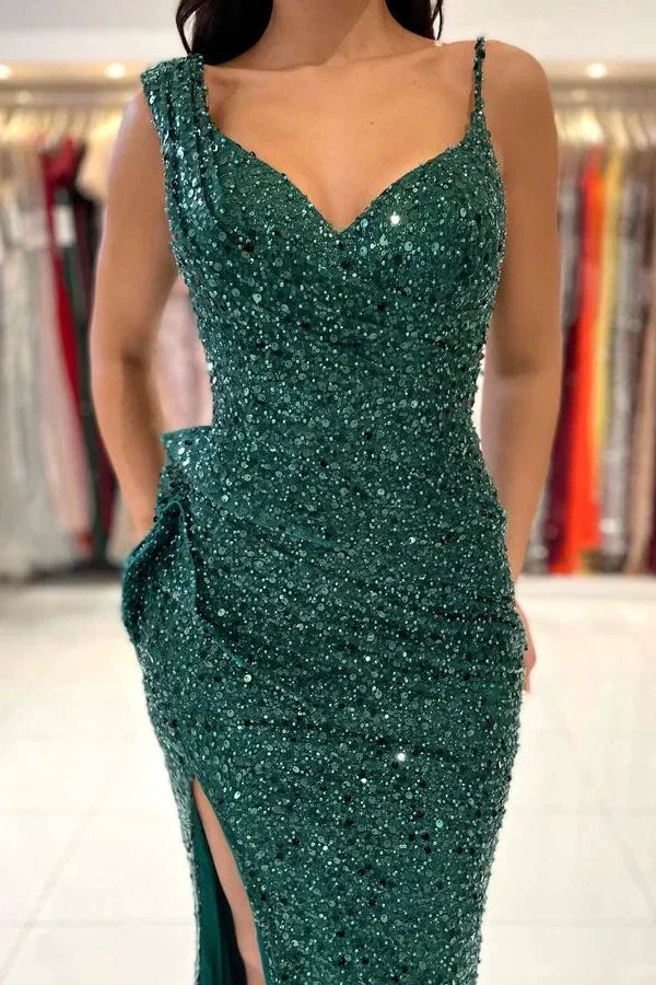 Green Sequins Mermaid Prom Dress,Glamorous Green Evening Dress Y1902 by simplepromdress