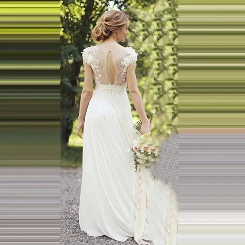 Haute Couture White 3D Appliques Bride Dress Deep V-Neck Backless Satin Sweep Train A-LINE Bespoke Wedding Dress by payinti