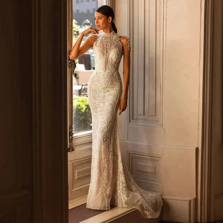 High Neck Wedding Dresses Women&