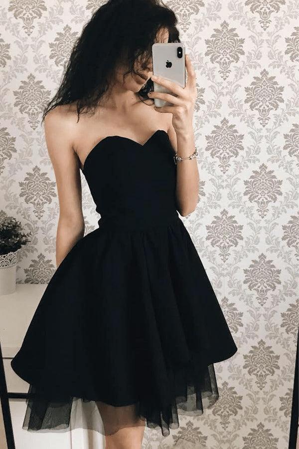 A-line Pink Sweetheart Satin Homecoming Dresses PD244 by pgmdress