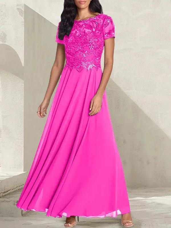 Charcoal Grey A-Line Scoop Long Mother of the Bride Dress With Beadings by Dreamylily