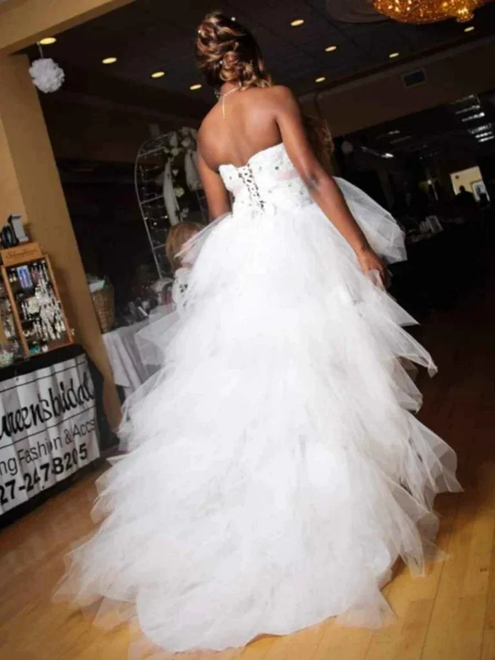 White Tulle High Low Long Prom Dress Formal Evening Dress Y7849 by simplepromdress