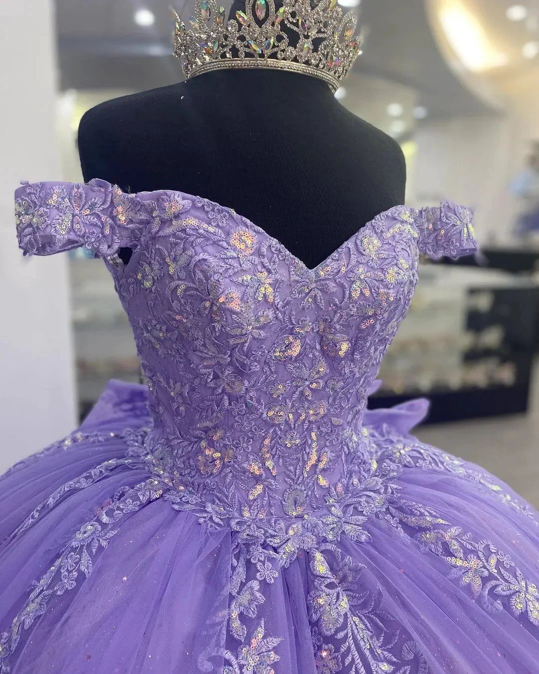 Lilac Corset Mexican Quinceanera Dress Ball Gown,Appliques Lace Birthday Dress Y1476 by simplepromdress