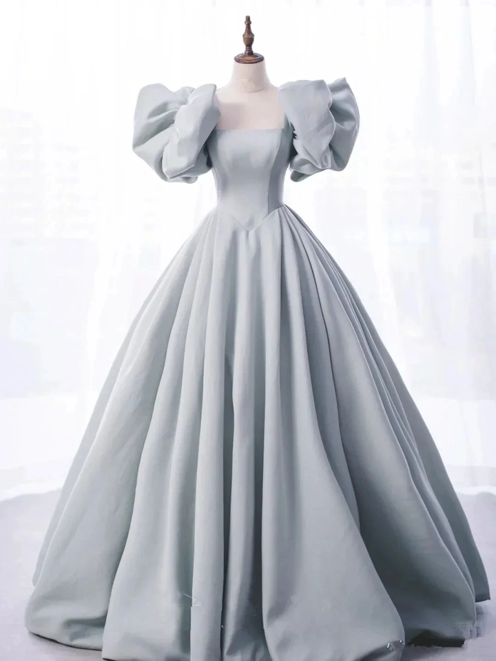 Charming Grey Satin Ball Gown,A-line Princess Dress,18th Birthday Party Dress Y4975 by simplepromdress