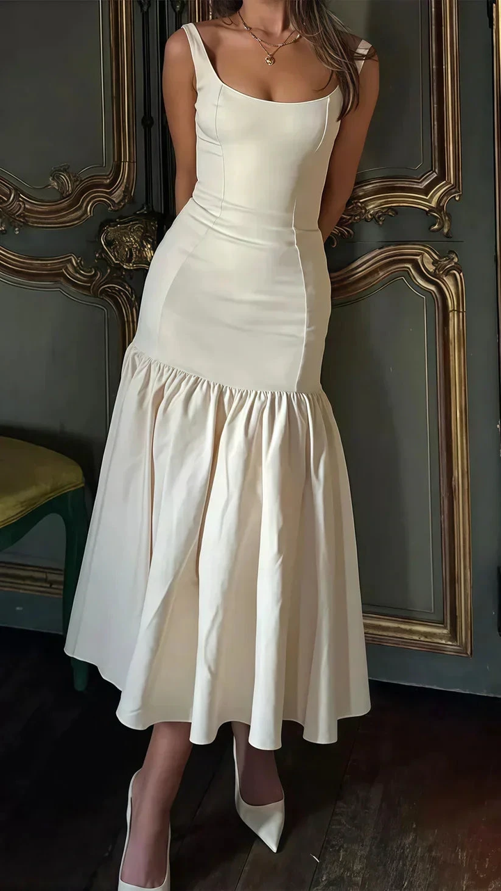 Pretty Ivory Mermaid Party Dress Long Satin Prom Evening Dress Y8014 by simplepromdress