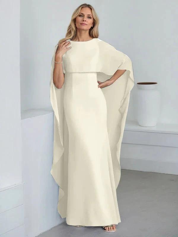 Sheath Scoop Floor-Length Chiffon Mother of the Bride Dress With Cascading Ruffles by Dreamylily