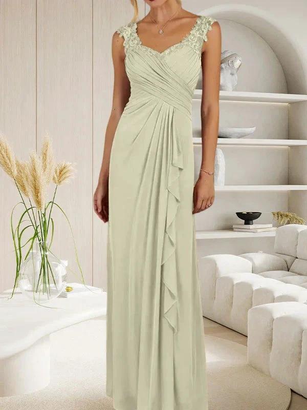 Champagne A-Line Sweetheart Neckline Pleated Mesh Dress by Dreamylily