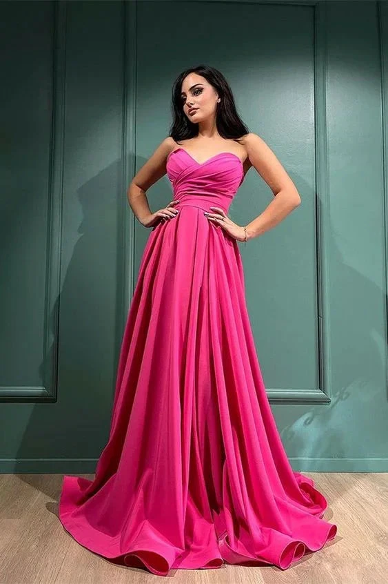 Fuchsia Sweetheart Long Evening Dress With Split Y6166 by simplepromdress