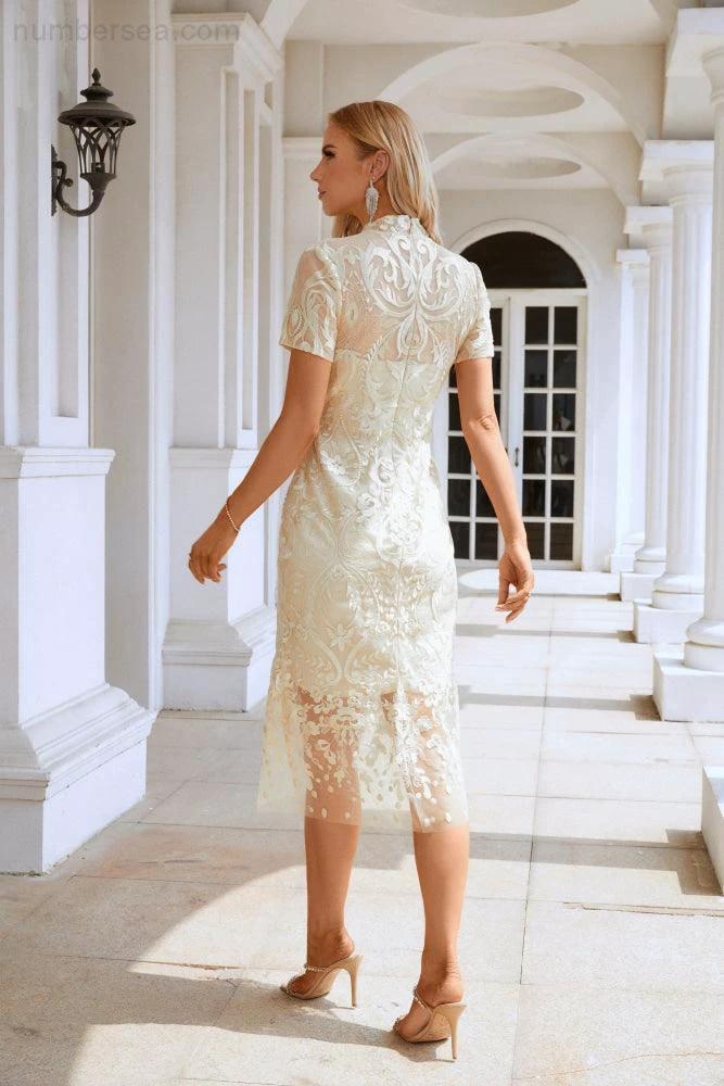 Ladies embroidery short-sleeved Chinese style short evening dress party wedding shopping evening dress SY28105 by numbersea