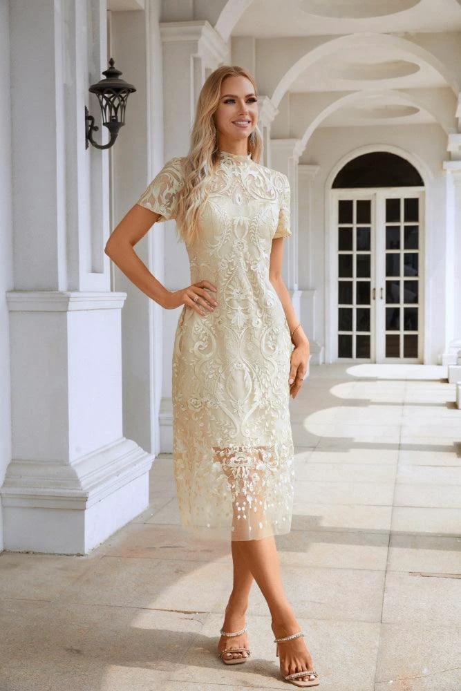 Ladies embroidery short-sleeved Chinese style short evening dress party wedding shopping evening dress SY28105 by numbersea