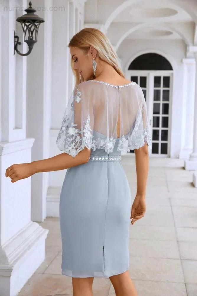 Ladies Chiffon Shawl Minimalist Lace Bridesmaid Evening Dresses Wedding Party Evening Dresses 28113 by numbersea