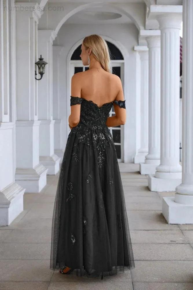 Ladies Chiffon V Neck Hanging Sleeves Tulle Embroidery Floor Length Bridesmaid Evening Dress Prom Party Wedding Evening Dress 28127 by numbersea