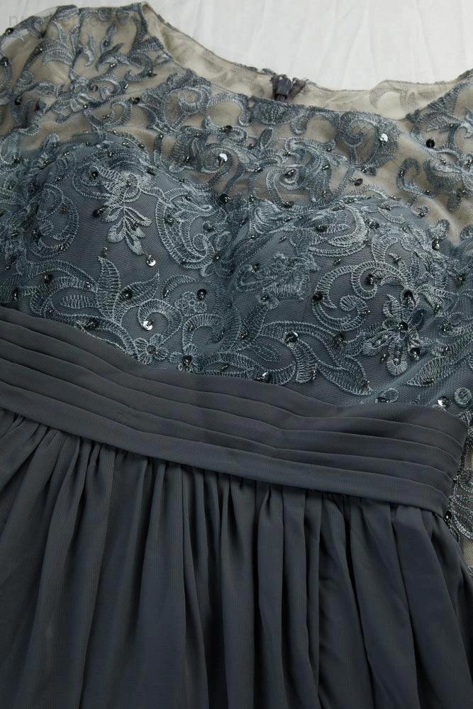 Ladies Round Neck Long Sleeve Lace Chiffon Bridesmaid Evening Dress Prom Wedding Evening Dress SY28114 by numbersea
