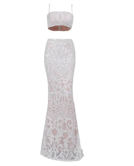 White Two Pieces Mermaid Wedding Dress Sexy Beach Wedding Dress Y1386 by simplepromdress