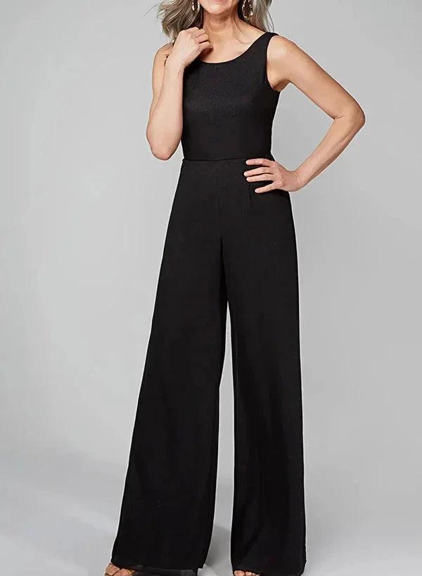 Jumpsuits Scoop Half Sleeves Chiffon Mother Of The Bride Pantsuits by Dreamylily