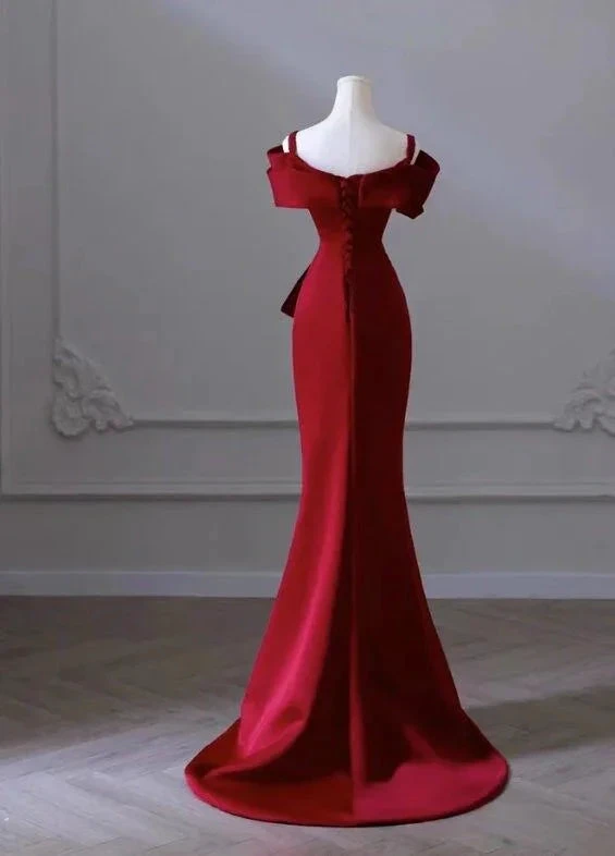 Elegant red evening dress women&