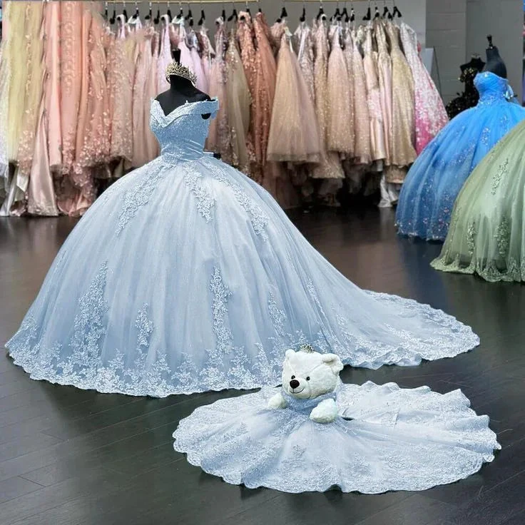 Off Shoulder Pink Sweet 16 Quinceanera Dresses Lace Birthday Ball Gown Y7245 by simplepromdress