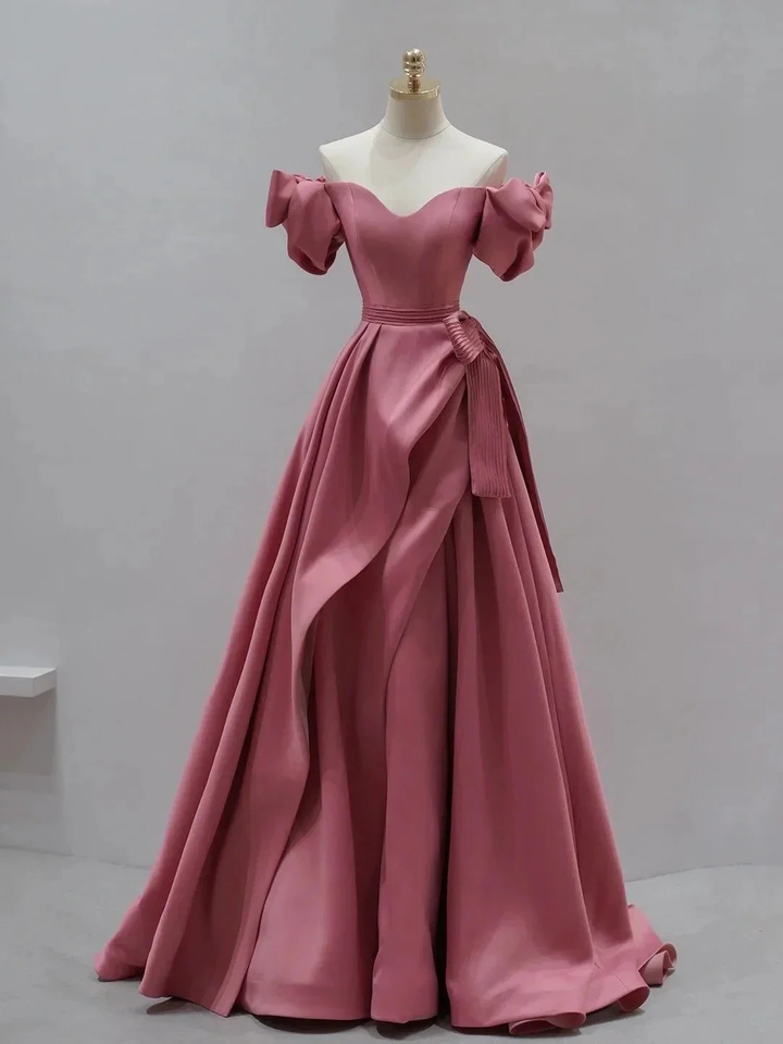 A-Line Satin Long Prom Dress,Formal Evening Dresses Y2586 by simplepromdress