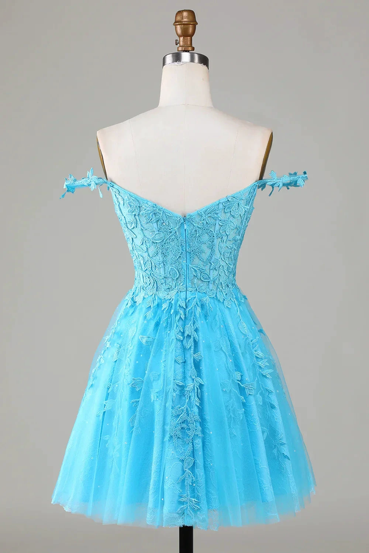 Cute A Line Spaghetti Straps Grey Short Homecoming Dress with Appliques Y2397 by simplepromdress