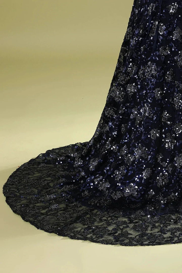 Navy Blue Evening Dress with Beading Sequins,Chic Prom Dress Y1832 by simplepromdress