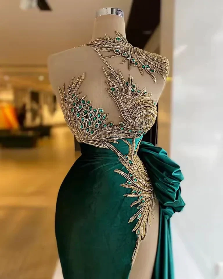 Green prom dresses, sexy prom dresses,cheap evening dresses, side slit evening dresses, new arrival evening gowns Y522 by simplepromdress
