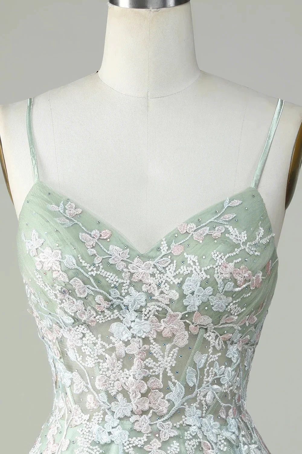 Dusty Sage Spaghetti Straps Homecoming Dress With Criss Cross Back Y2925 by simplepromdress