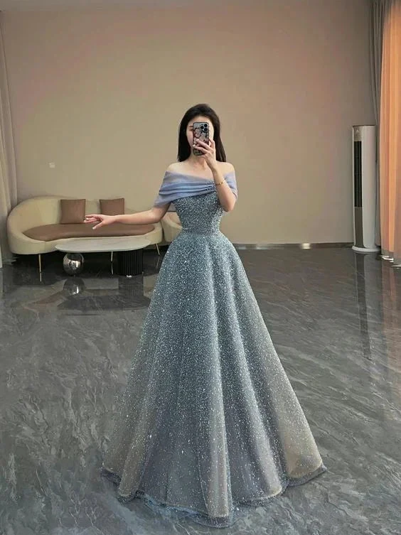 Luxurious Off The Shoulder A-line Evening Dress 18th Birthday Party Gown Y6038 by simplepromdress