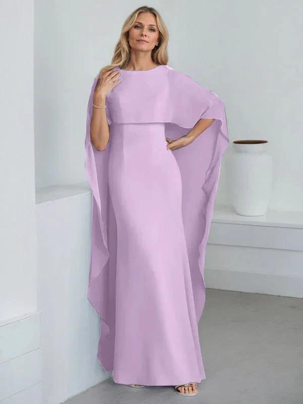 Sheath Scoop Floor-Length Chiffon Mother of the Bride Dress With Cascading Ruffles by Dreamylily