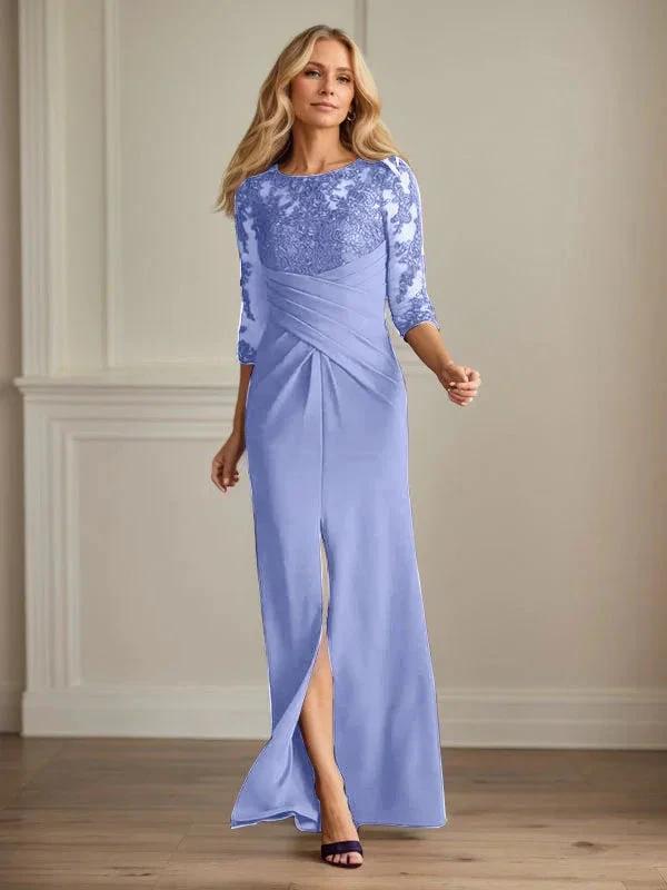 Plum Sheath Lace Stretch Crepe Mother of the Bride Dress by Dreamylily