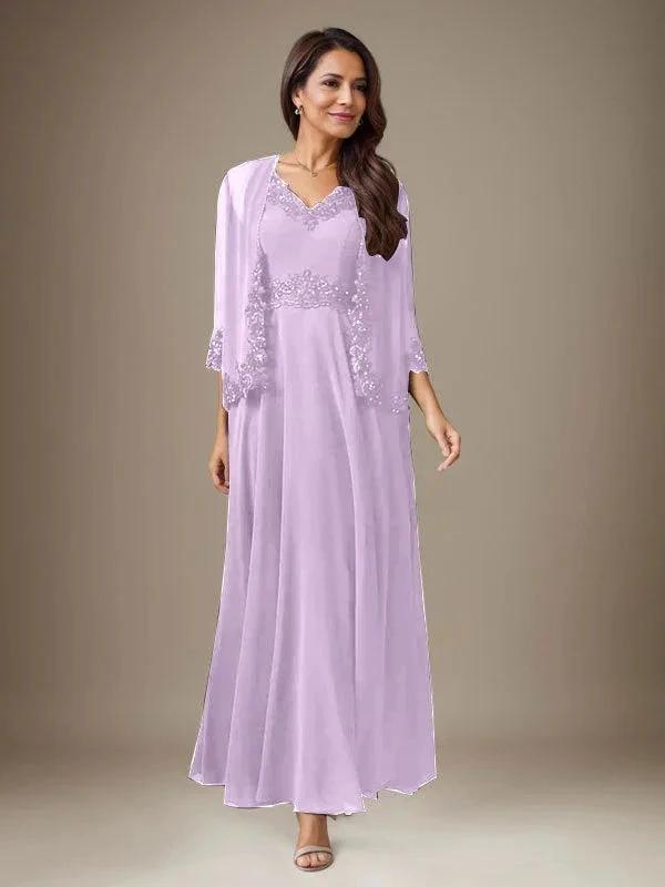 Plum A-Line Sequins Chiffon Dress by Dreamylily