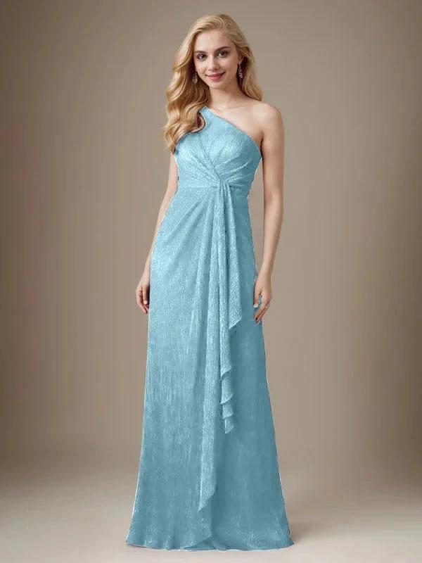 Ruby Sheath One Shoulder Metallic Mesh Dress Mother of the Bride Dress by Dreamylily