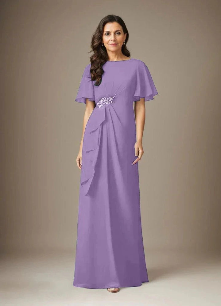 Dark Navy Sheath Beaded Chiffon Dress by Dreamylily