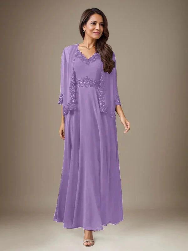 Plum A-Line Sequins Chiffon Dress by Dreamylily