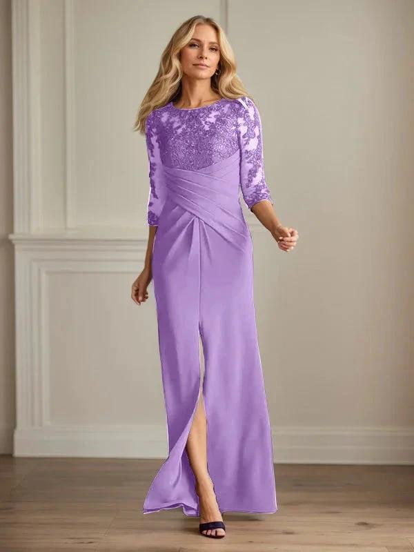 Plum Sheath Lace Stretch Crepe Mother of the Bride Dress by Dreamylily