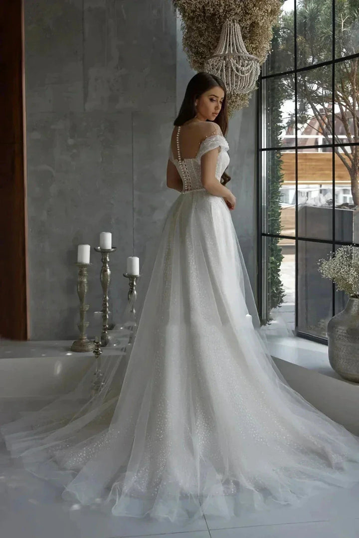 Luxurious Elegant Lace Beading Off Shoulder Mermaid Fluffy Mopping Floor Wedding Dresses New 2023 Fairy Appliques Bridal Gown by payinti