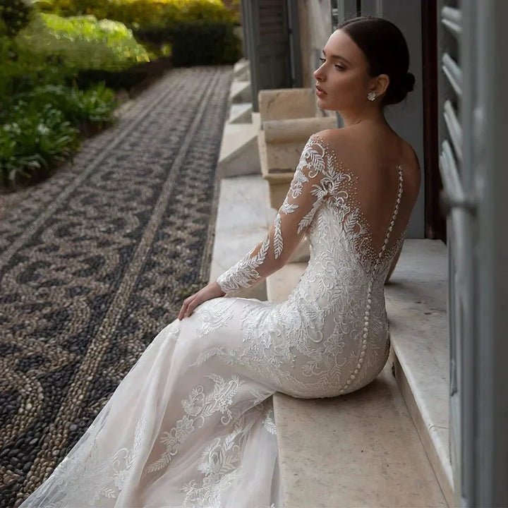 Luxury Crystal Wedding Dress Mermaid For Women Beading Sweetheart Lace Applique Sheer Illusion Long Bridal Gown Court Train 2023 by payinti