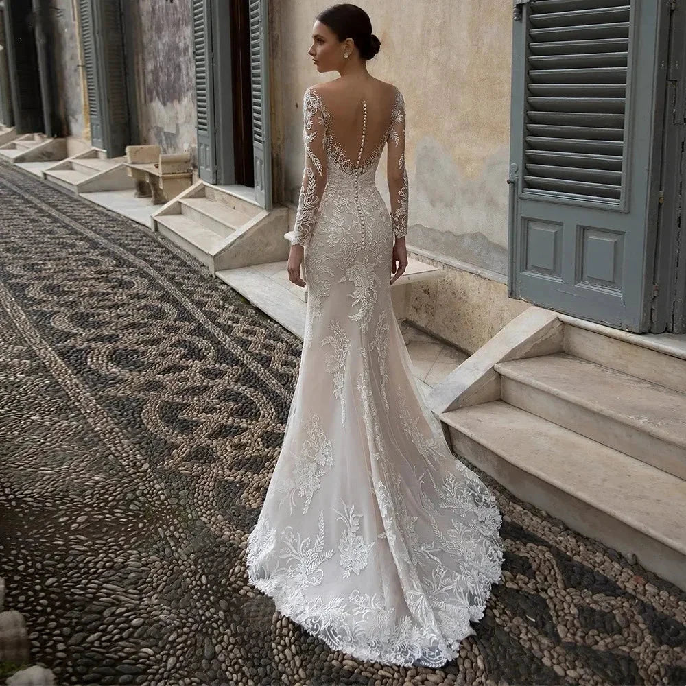 Luxury Crystal Wedding Dress Mermaid For Women Beading Sweetheart Lace Applique Sheer Illusion Long Bridal Gown Court Train 2023 by payinti