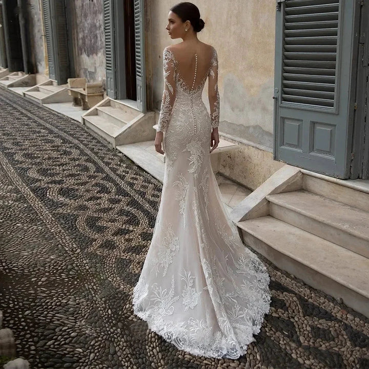 Luxury Crystal Wedding Dress Mermaid For Women Beading Sweetheart Lace Applique Sheer Illusion Long Bridal Gown Court Train 2023 by payinti