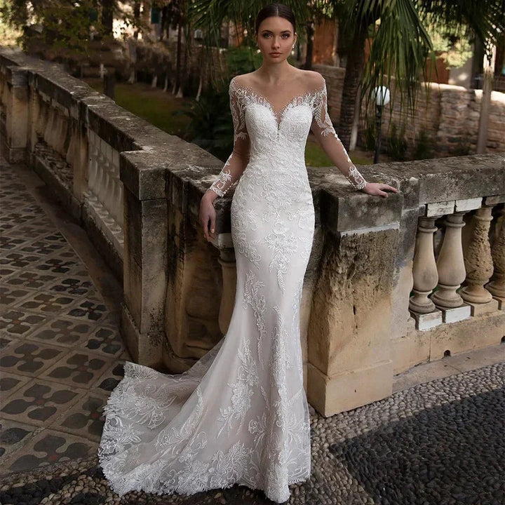 Luxury Crystal Wedding Dress Mermaid For Women Beading Sweetheart Lace Applique Sheer Illusion Long Bridal Gown Court Train 2023 by payinti