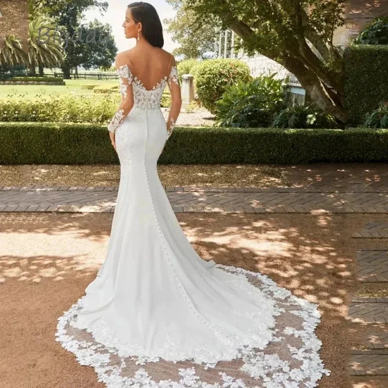 Luxury Lace Appliques Wedding Dresses Sexy Backless Sweetheart Ball Gowns Mermaid Sweep Train Formal Bridal Party Amanda Novias by payinti