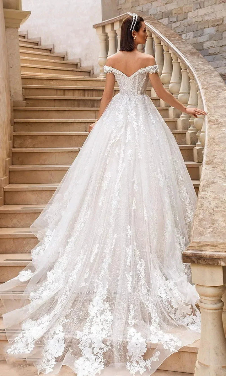 Luxury Sweetheart Ball Gown Wedding Dresses Lace Appliques Off the Shoulder Vestido Novia Backless Custom Plus Size Bride Dress by payinti