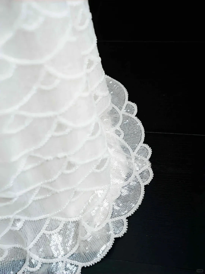 Classy White Sequins Pearls Chain Sheath Long Prom Dress Evening Dress Y8670 by simplepromdress