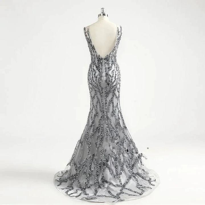 Incredible Luxury Gray O Neck Sexy Mermaid Formal Evening Dress Y6670 by simplepromdress