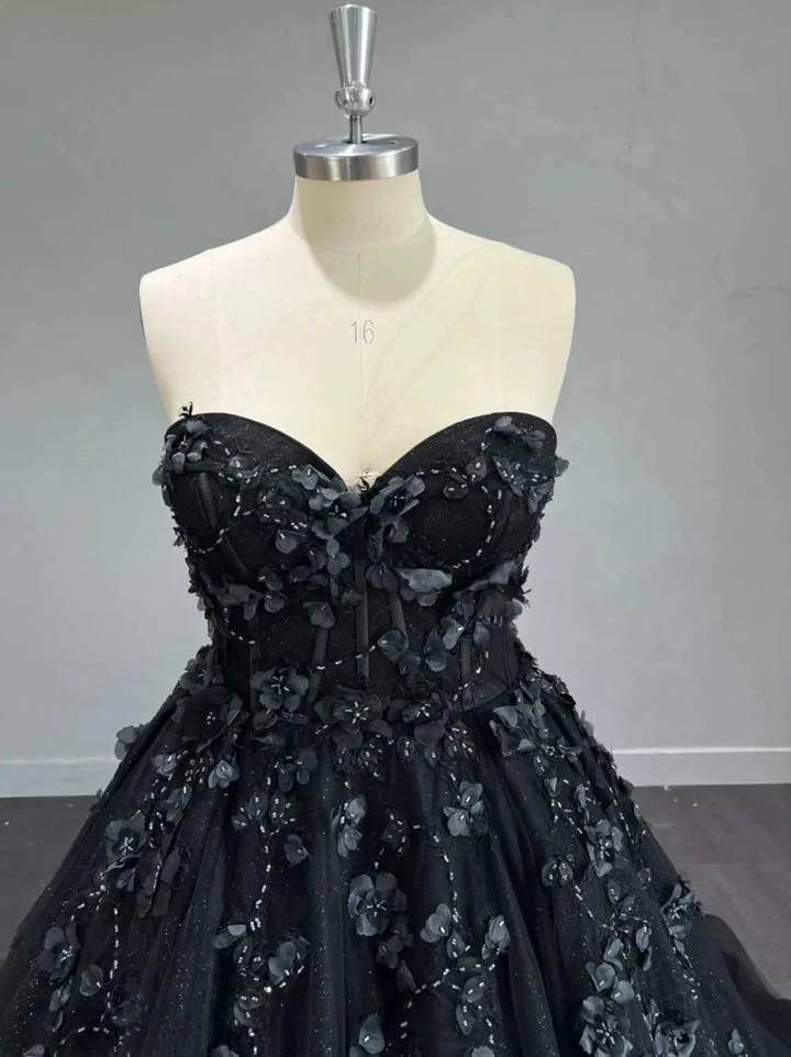 Stunning, Alternative Black Gown, Off The Shoulder Ball Gown Gothic Unconventional Wedding Dress,Y2477 by simplepromdress