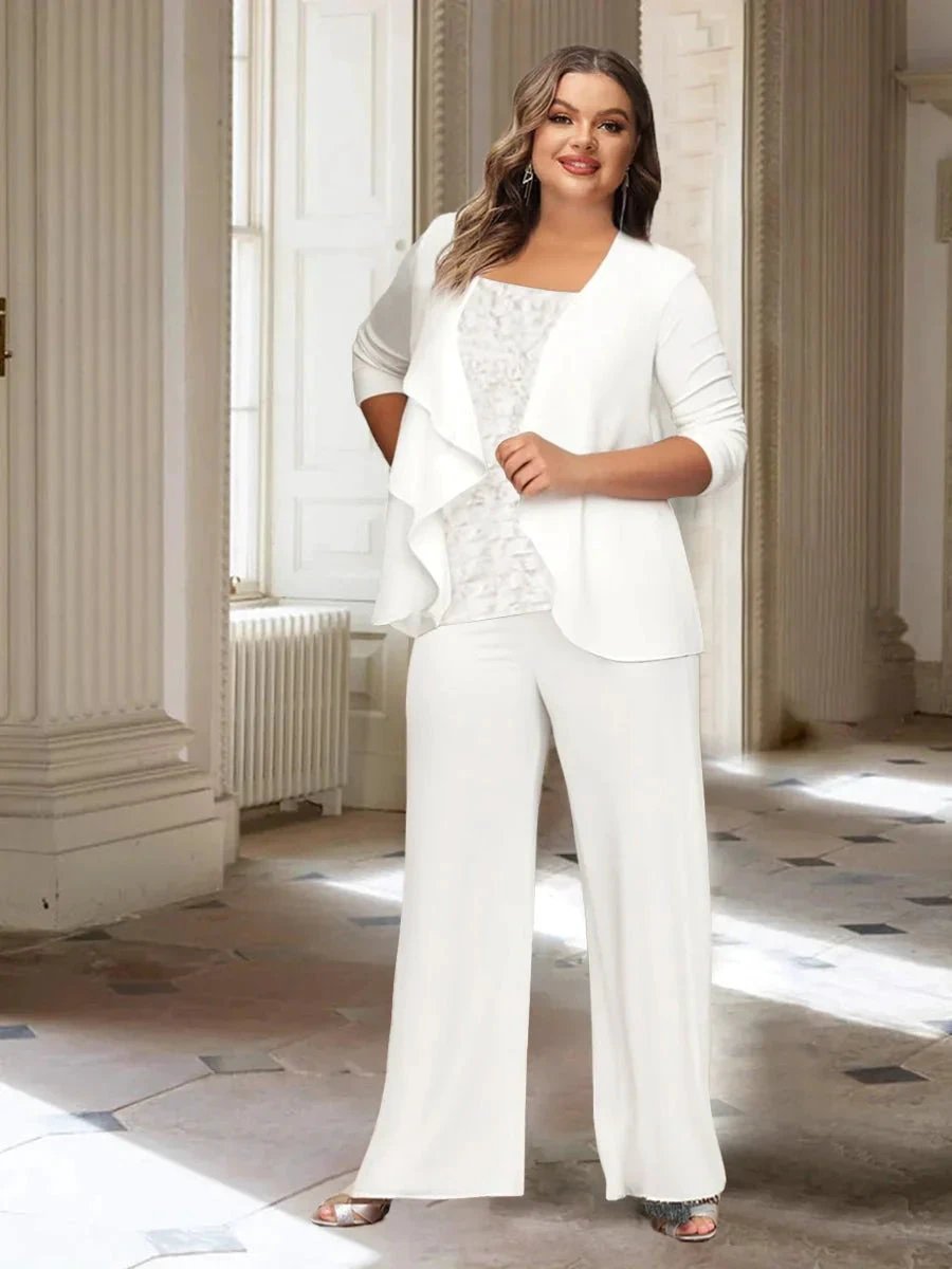 Chiffon Long Sleeves Mother of the Bride Pantsuits with Jacket by Dreamylily