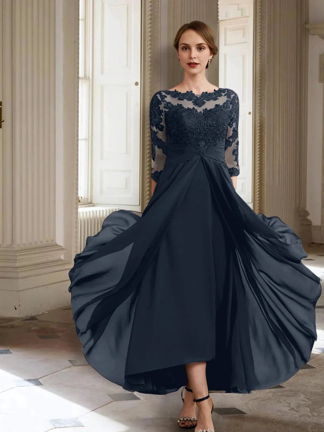 A-Line/Princess Long Sleeves Mother of the Bride Dresses with Applique by Dreamylily